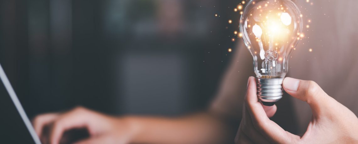 for Concept new idea, concept with innovation and inspiration, innovative technology in science concept and modern business development,creative idea,man holding a light bulb