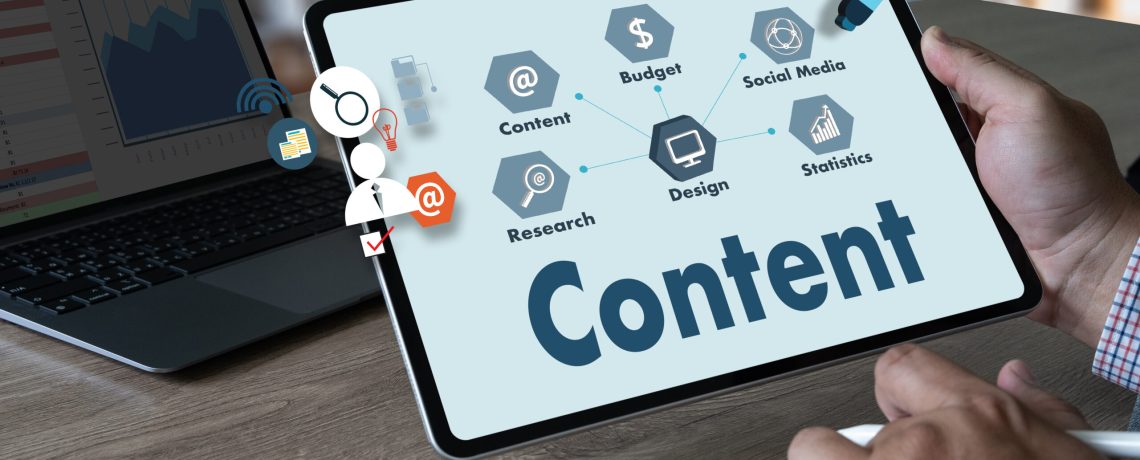 Content Creative marketing Content Data Blogging Media person using a laptop computer