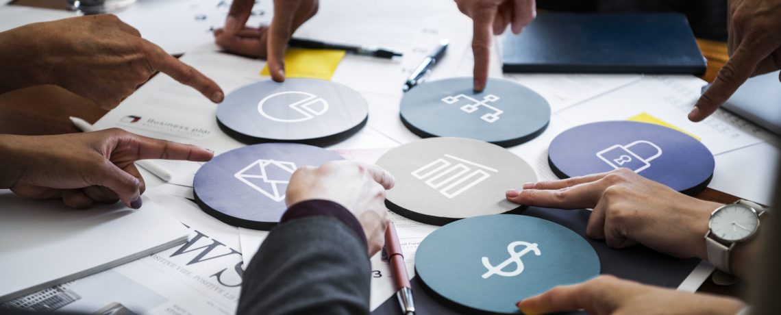Business people discussing financial growth